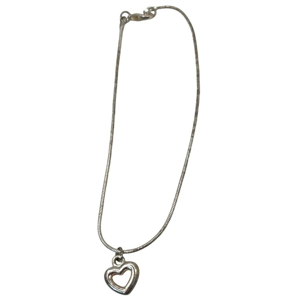 Silver Heart Charm Bracelet With Thin Chain For Women A200